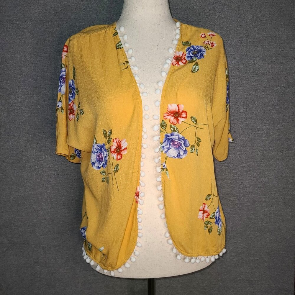 PERSAYA GIRL Yellow Woven Kimono Size L NEW